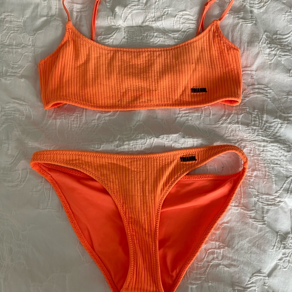 Triangl Orange Ribbed Swim Set
